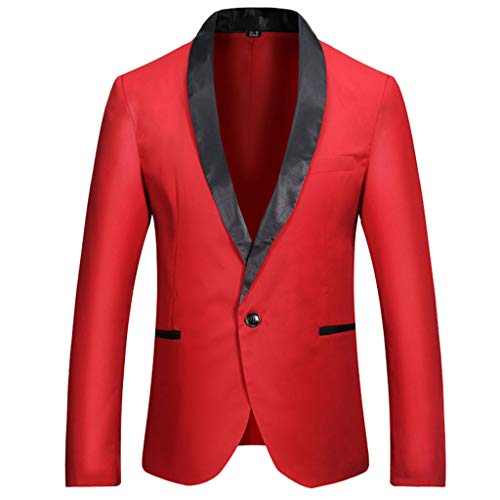 Men's Dress Single Button Tuxedo Jacket Wedding Dinner Blazer Red
