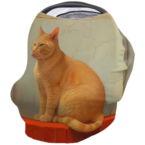 Nursing Cover for Breastfeeding Scarf, Yellow Cat Animal Baby Car Covers Super Soft Multi Use for Canopy Shopping Cart Cover Blanket Stroller Cover