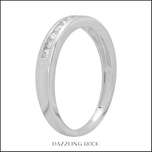 Dazzlingrock Collection 0.40 Cttw 14K Round & Baguette Cut Diamond Channel Set Wedding Stackable Band Ring, Solid White Gold3
