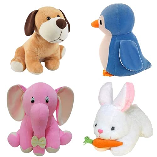 Future shop Pack of 4 Elegant Soft Toys Combo Set Appu Elephant (25 cm), Penguin(20 cm), White Rabbit(28 cm), Setting Dog Mini (25cm) for Kids Toy Review India (Iknoor World )