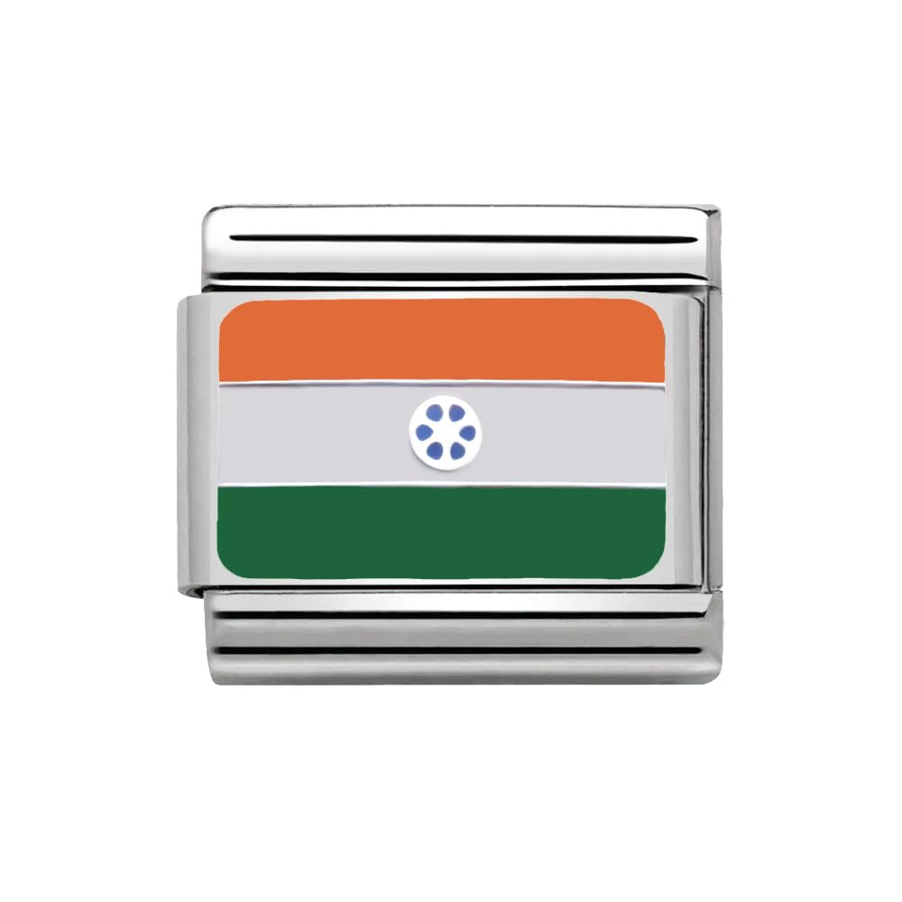 2Burned Italian Charm Flag for 9 mm Bracelets Stainless Steel (India)