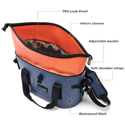 Image of Vogano 40 Can Soft Cooler Bag - Insulated Leak-Proof Large Cooler Bag with Roll-Top Waterproof Seal | Portable Ice Chest for Camping, Beach, Travel, Picnics | 24HR Cold Retention