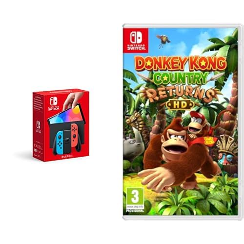 Nintendo Switch (versión OLED) Azul Neón/Rojo Neón & Donkey Kong Country Returns HD
