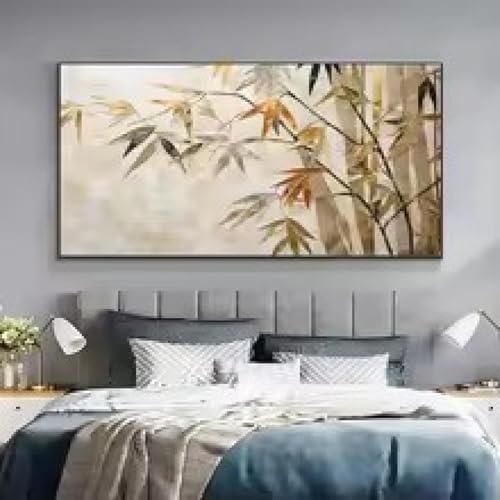Affiches murales simples bambou doré impression textile moderne luxe