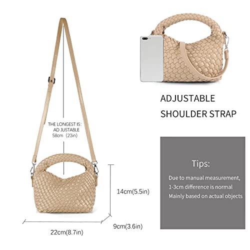 Image of Woven Crossbody Bag Small Tote Cute Purse for Women,Top Handle Handbag Pu Leather Shoulderbag with Detachable Strap