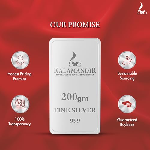 Image of KALAMANDIR 999 Fine Silver Bar For premium Design -200 gm | High-Purity Bullion in Elegant Finish