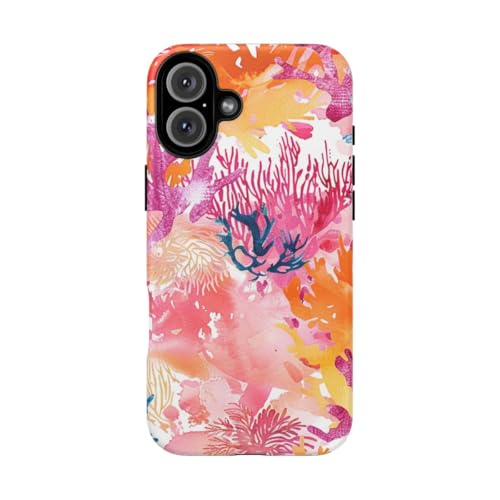 Coque iPhone 16 Plus aquarelle corail rose pour sublimer vos photos de vacances