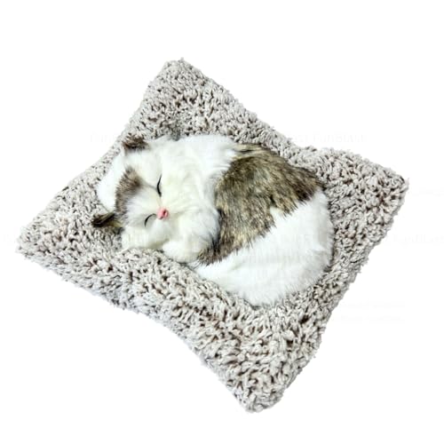 Image of FunBlast Cute Sleeping Cat Plush Toy with Meow Sound, Gift for Kids, Toy Accessories for Car Dashboard (Grey)