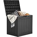 YITAHOME 31 Gallon Resin Deck Box Outdoor Storage Box and Waterproof Package Delivery Box with Lockable Lid for Patio Furniture, GardenTools, Pool Supplies, Black