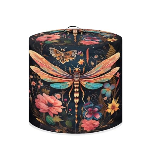 Image of Dragonfly Butterfly Flower Rice Cooker Dust Cover Delicate Protective Cover for Small Appliances in Home Stain-resistant Washable Kitchen Utensil Cover Suitable for Women Gifts Available