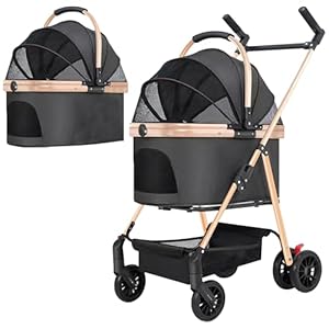 Pet Stroller,Foldable Dog Jogger Stroller,Foldable Pet Travel Carrier,3 in 1 Folding Dog Stroller,Easy Lock NO-Zip Canopy with Detachable Carrier and Storage for Small or Medium Dogs Cats Pet StrollerFoldable Dog Jogger StrollerFoldable Pet Travel Carrier3 in 1 Folding Dog StrollerEasy Lock NO Zip Canopy with Detachable Carrier and Storage for Small or Medium Dogs Cats