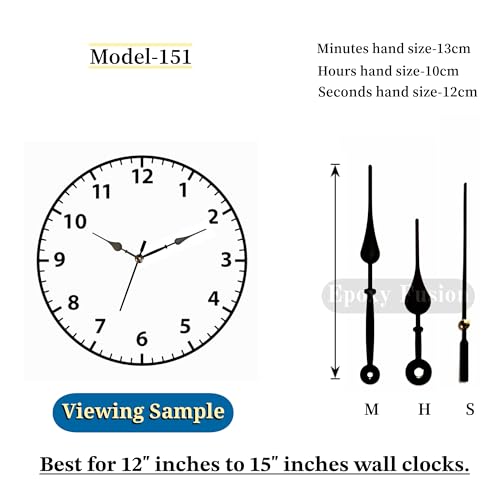 Image of 12mm Wall Clocks Silent Movement and Black Metal Hands, Battery Operated Clock Movement and Needles, Replacement Clock Machine with Hands (151)