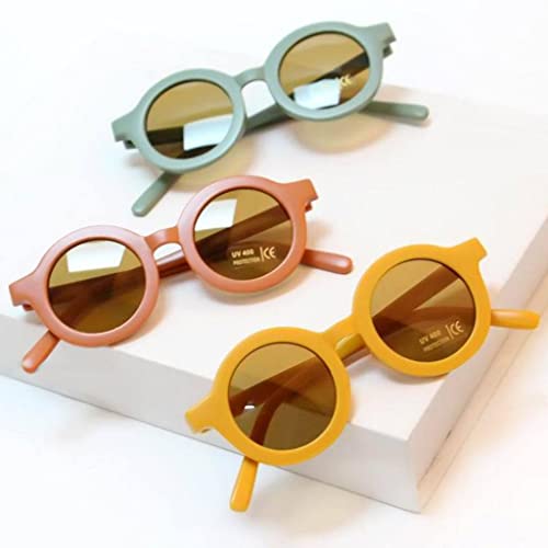 2X Lovely Kids Polarized Sunglasses, Flexible Round Eyewear Party Favor to Chose Beige4