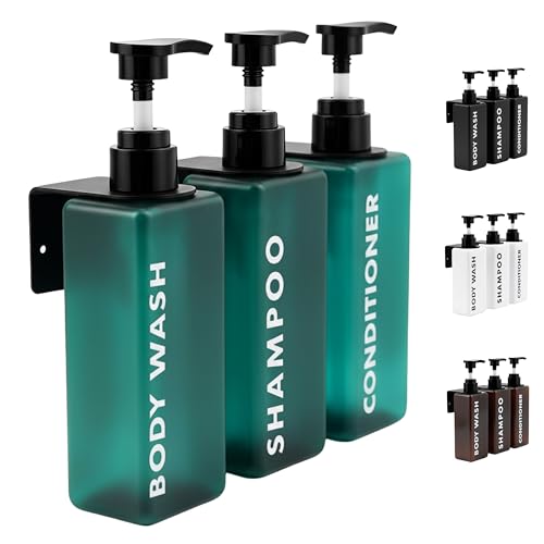 FCINNOVA® Dispensador Gel y Champu Ducha Aquamarina 500ml | Set 3 Botes para Gel y Champu + Acondicionador + Embudo Rellenado + 3 colgadores Pared | Dispensador Jabon Baño Pared Elegante y Sostenible FCINNOVA® Dispensador Gel y Champu Ducha Aquamarina 500ml | Set 3 Botes para Gel y Champu + Acondicionador + Embudo Rellenado + 3 colgadores Pared | Dispensador Jabon Baño Pared Elegante y Sostenible
