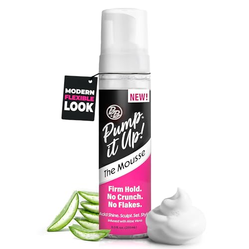 Bronner Bros Pump It Up! The Mousse – Firm Hold Mousse for Hair Styling – No Crunch, No Flakes, Lightweight Flexible Styling Foam with Aloe Vera, Vitamin B5 & E, For All Hair Types, 8.5 fl oz