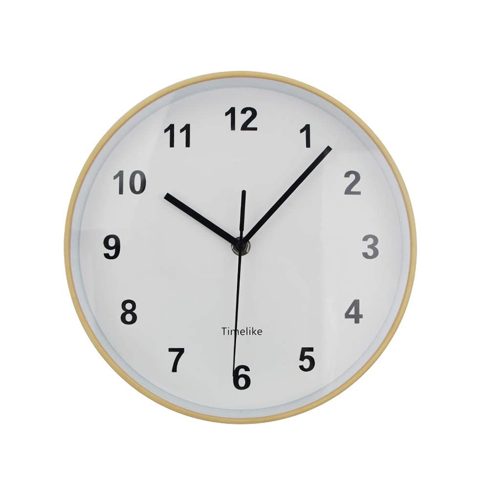 Timelike White Wooden Round Wall Clock Silent & Non-Ticking Retro Wall Clock Operated For Living Room Bedroom Kitchen
