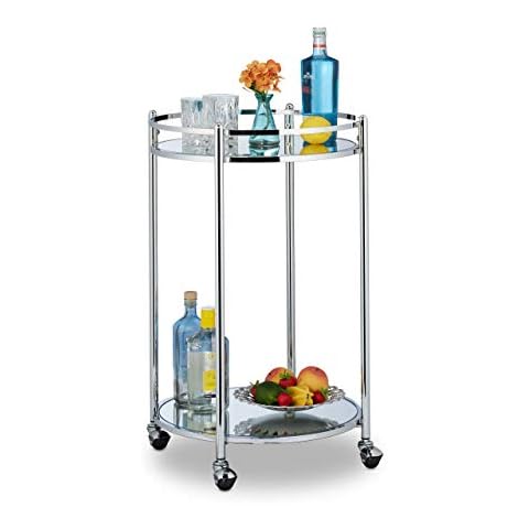 Relaxdays Round Kitchen Trolley with Wheels Cover