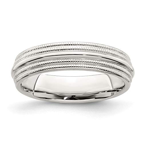 925 Sterling Silver 5mm Comfort Fit Double Milgrain Size 7 Wedding Ring Band Classic Fine Jewelry For Women Gifts For Her