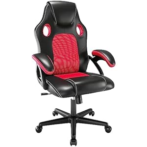 Gaming chair Office Swivel chair Computer Work chair Desk chair Ergonomic Racing chair Leather PC gaming chair (Red)