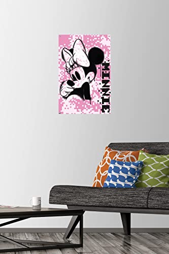 Póster de Minnie Mouse rosa pixelado para el cuarto de juegos con chinchetas 2