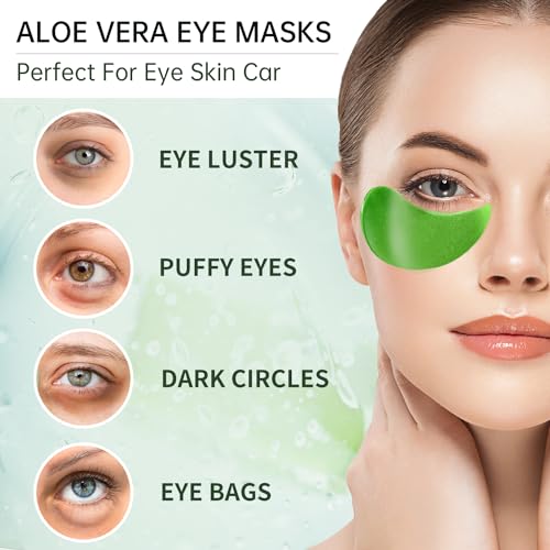 Hicream Máscaras para os olhos de Aloe Vera – 60 peças – reduzem olhos inchados e olheiras, firma e