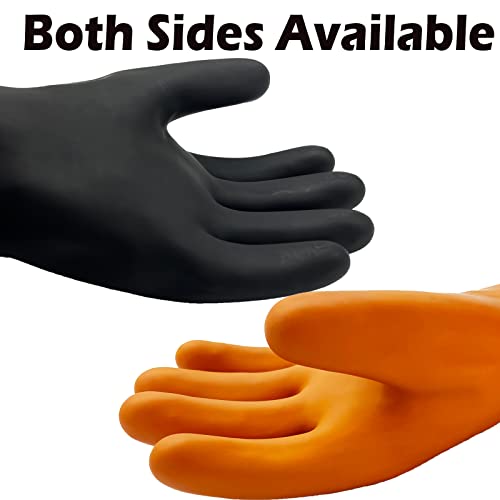 Heavy Duty Latex Chemical Resistant Gloves, Industrial Rubber Gloves Extra Large Reusable 22" Latex Gloves Long Waterproof Cleaning Gloves Resist Strong Acid, Alkali And Oil For Safety Work Xl Black #TOP3