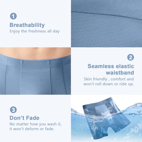 Men’s Breathable Underwear Boxer Briefs Fly with Built-in 3D Total Support Pouch,5pack2