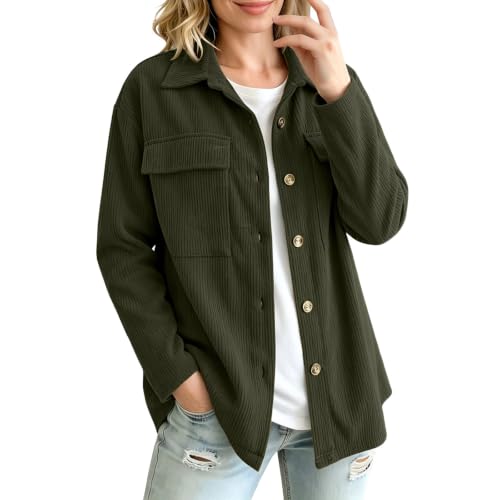 Corduroy Shirt Women Long Sleeve Button Down Oversized Jacket - image 1