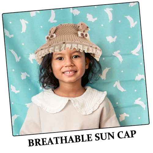 Summer Beach Hat Adorable Bunny Ears Design with UV Protection Empty Top Cap for Comfort Summer Accessory Coffee3