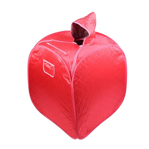Image of Brrnoo Portable Steam Sauna Personal Foldable Sauna Tent with Remote Control 2L Steam Pot 9 Temperature Settings for Home Indoor Spa Relaxation (Red)