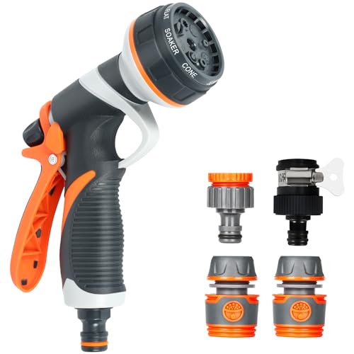 Pistolet d'arrosage, Pulvérisateur de Jardin, Pistolet Arrosage du Jardin, 8 Modèles Pistolet avec Débit d'eau Réglable Multifonctionnel, pour Laver la Voiture et...