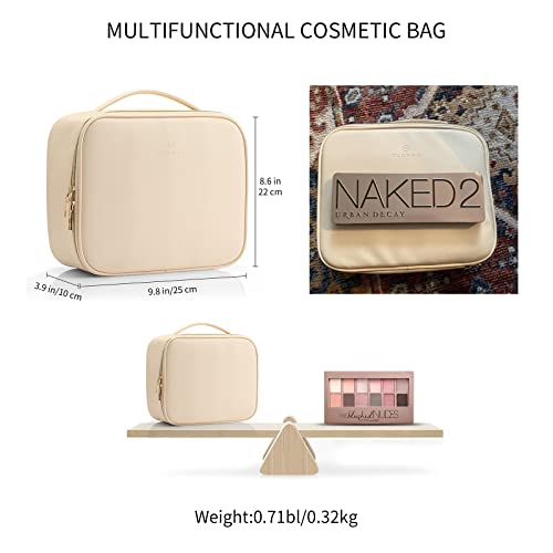 Vlando Cosmetics Bag Organizer Leather Makeup Case Storage For Women Adjustable Dividers Make Up Brushes Case White #TOP4