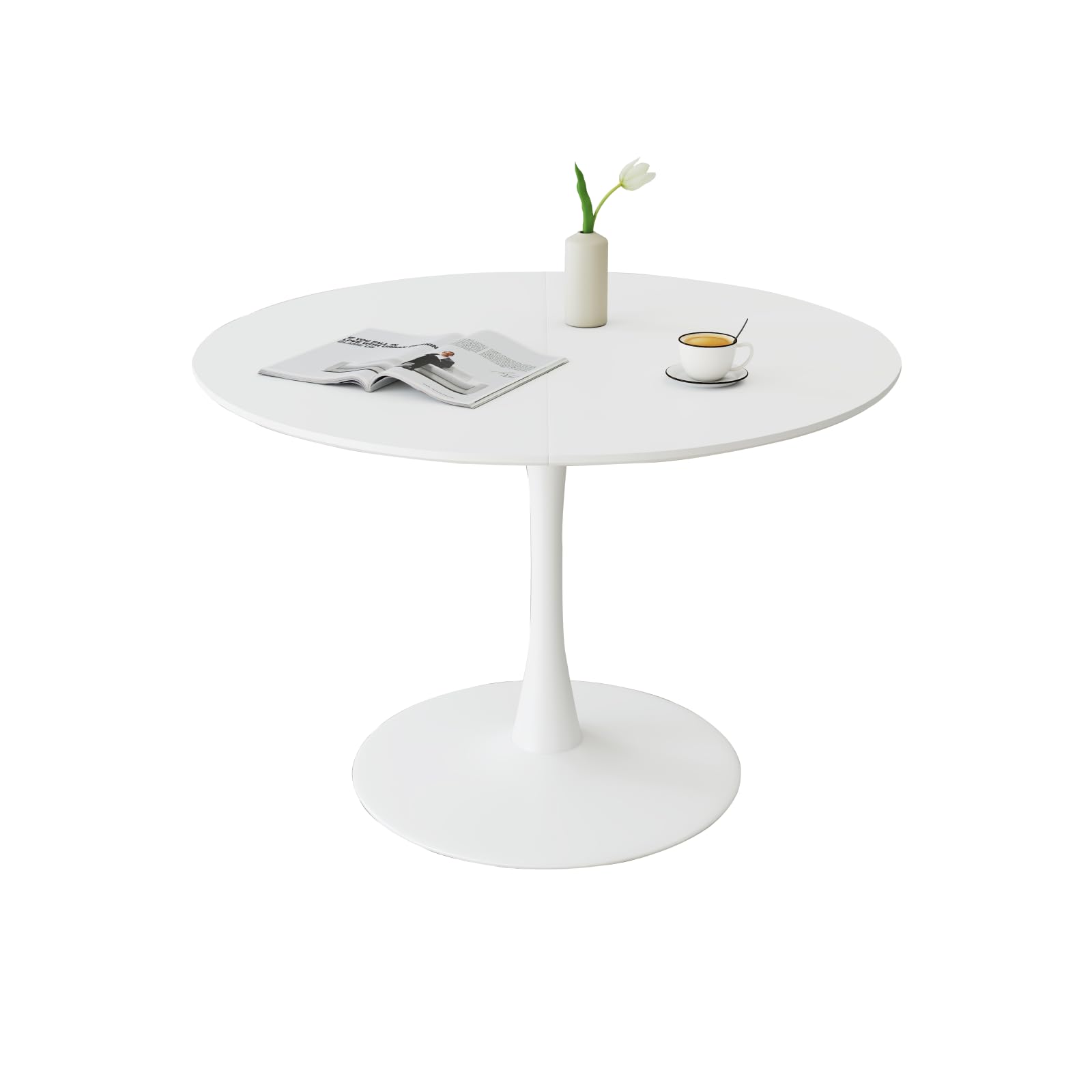 GrandCA HOME Tavolo da pranzo rotondo moderno 110 cm con piedistallo in design a tulipano, tavolo per il tempo libero Mid-Century per cucina, sala da pranzo e soggiorno