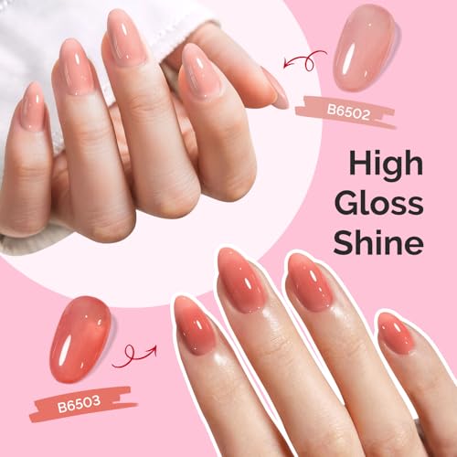 Image of MelodySusie Jelly Gel Nail Polish Set,6 Transparent Colors,Milky or Jelly Texture,Soft Candy Colors Soak Off UV LED Light Cure or Salon Manicure and Nail Art DIY at Home 15ML 0.3Fl Oz