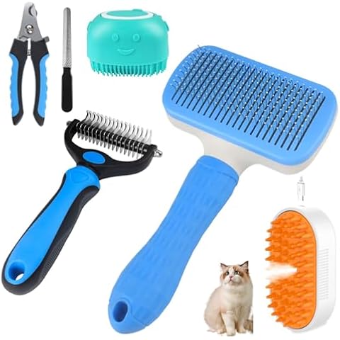 White&Yellow Pet Steam Brush and 5pcs Dog Grooming Kit bundle' Cover