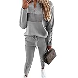 Godoboo Damen Sportanzug Set Jogginganzug Damen Freizeitanzug Frauen Trainingsanzug Set 2 Teiliges Langarm Hosenanzug Loose