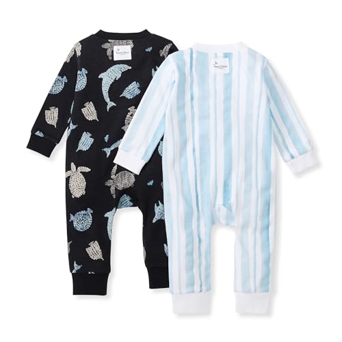 Image of Burt's Bees Baby unisex-baby Sleep & Play, Organic One-piece Romper-jumpsuit Pj, Zip Front Footed Pajama