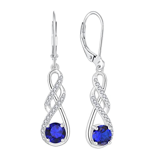 Pendientes infinito mujer plata ley 925 joyas regalos novia mujer con piedra nacimiento