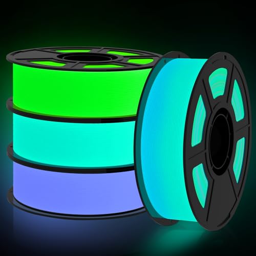 Image of Glow in Drak PLA Filament 1.75mm Luminous 3D Printer Filament Bundle, Value Pack Filament 4kg(8.8lbs), 1kg /Spool, Fit Most FDM 3D Printers (Green&Teal&Purple&Rainbow)
