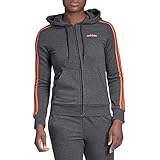 Adidas adidas Essentials 3s Full Zip Hoodie Track Tops, Mujer, Dark Grey Heather/Semi Coral, XS 36-38