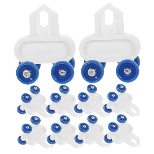 Yardenfun Corredores De Cortina De Repuesto Mini 20 Piezas De Plástico Azul, Rodillos Silenciosos De Polea Doble Curva para Riel De Cortina, Uso Doméstico y Oficina