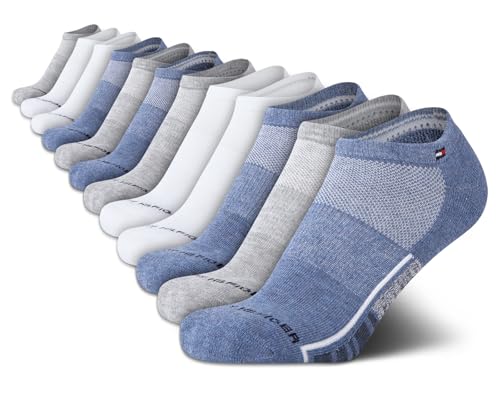 Image of Tommy Hilfiger Womens No Show Socks - 12 Pack Lightweight Athletic Performance Cushioned Running Low Cut Socks for Women