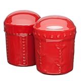 Signature Housewares Sorrento Collection Stoneware Salt and Pepper Shaker Set, Ruby Antiqued Finish