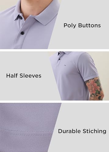 Image of Nostrum Cotton Half Sleeve T-Shirt for Men Boys, Regular Fit, Cherry, Stylish Mens T-Shirts, Polo T Shirt for Man, Collar T Shirts for Men
