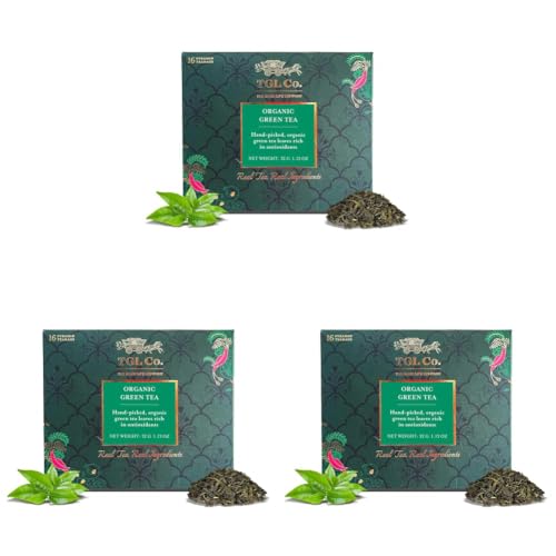 Image of TGL Co. Organic Green Tea (16 Tea Bags) | Refreshing Aroma | Carefully Selected Ingredients | Naturally Sourced (Pack of 3)