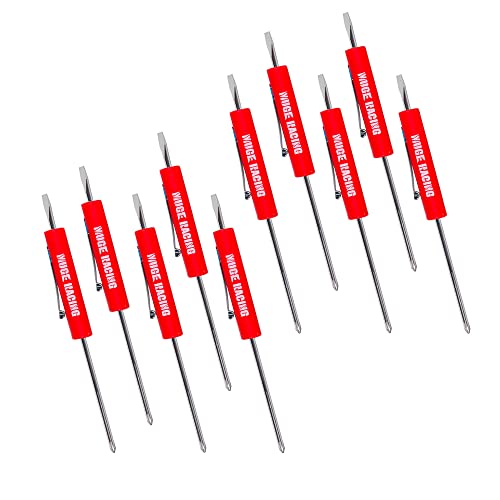 Image of Pocket Screwdriver Double End and Slotted Set Mechanical Magnetic Slotted Head with Clip, Mini Pocket Screwdrivers for Mechanics, Electricians (10Pcs, RED)