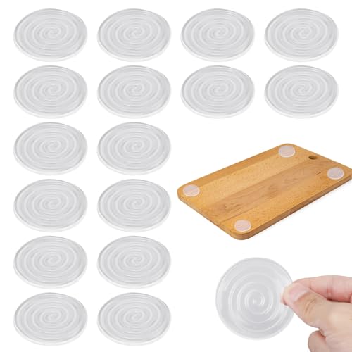 Lot de 16 Patins Antidérapants pour Planches à Découper, Pieds Planches à Découper en Silicone Auto-Adhésif Réutilisables et Lavables pour Plateaux...