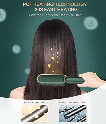Image of Hair Straightener Comb Brush | 2-in-1 Ceramic Hair Straightener & Styling Brush | Anti-Scald, Fast Heating, Adjustable Temperature, Portable for All Hair Types