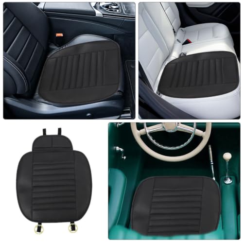 Fundas de asiento delantero para coche, pack de 2 en PU negro para viajes cómodos y limpios 4