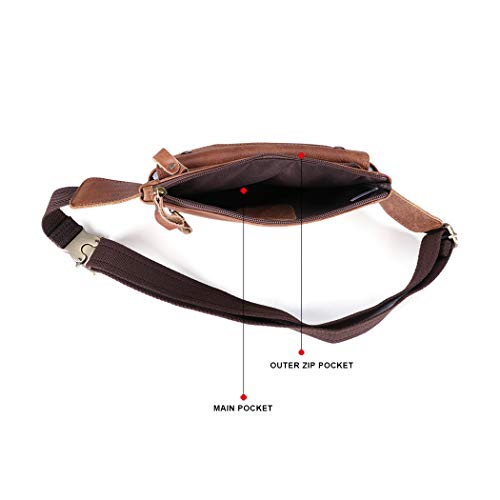Genuine Leather Waist Bag Vintage Crossbody Fanny Pack Bum Bag for Sport Hiking Traveling Climbing - Image 5